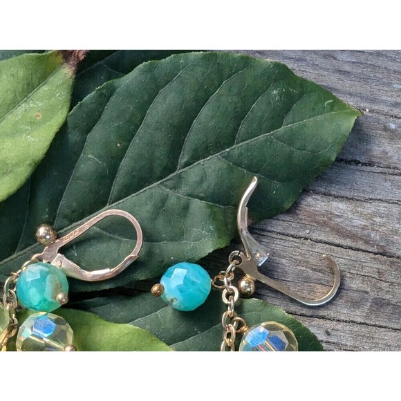 Vintage Chalcedony Green Stone Dangle Earrings - Picture 8 of 10